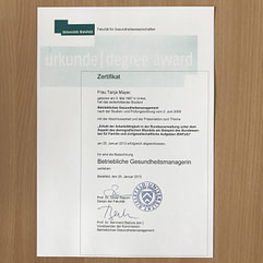 BGM-Zertifikat von Tanja Mayer
